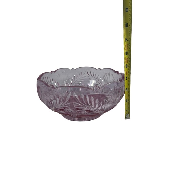 Vintage Mosser Inverted Thistle Rose Pink Footed 8” Round Serving Bowl MCM - Picture 7 of 10